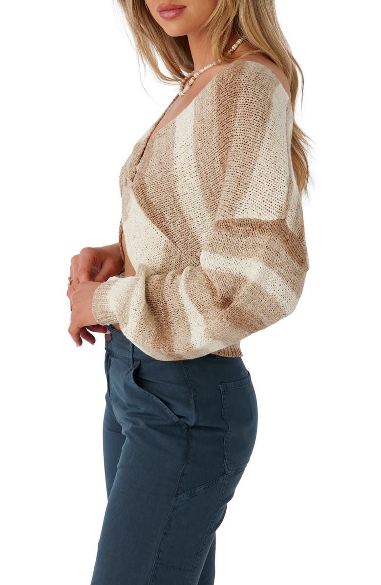 O'Neill Hillside Stripe Reversible Crop Sweater, Alternate, color, Cement