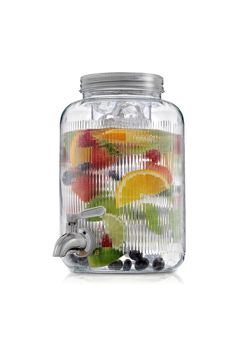 Glass Fluted Drink Dispenser, Alternate, color, CLEAR