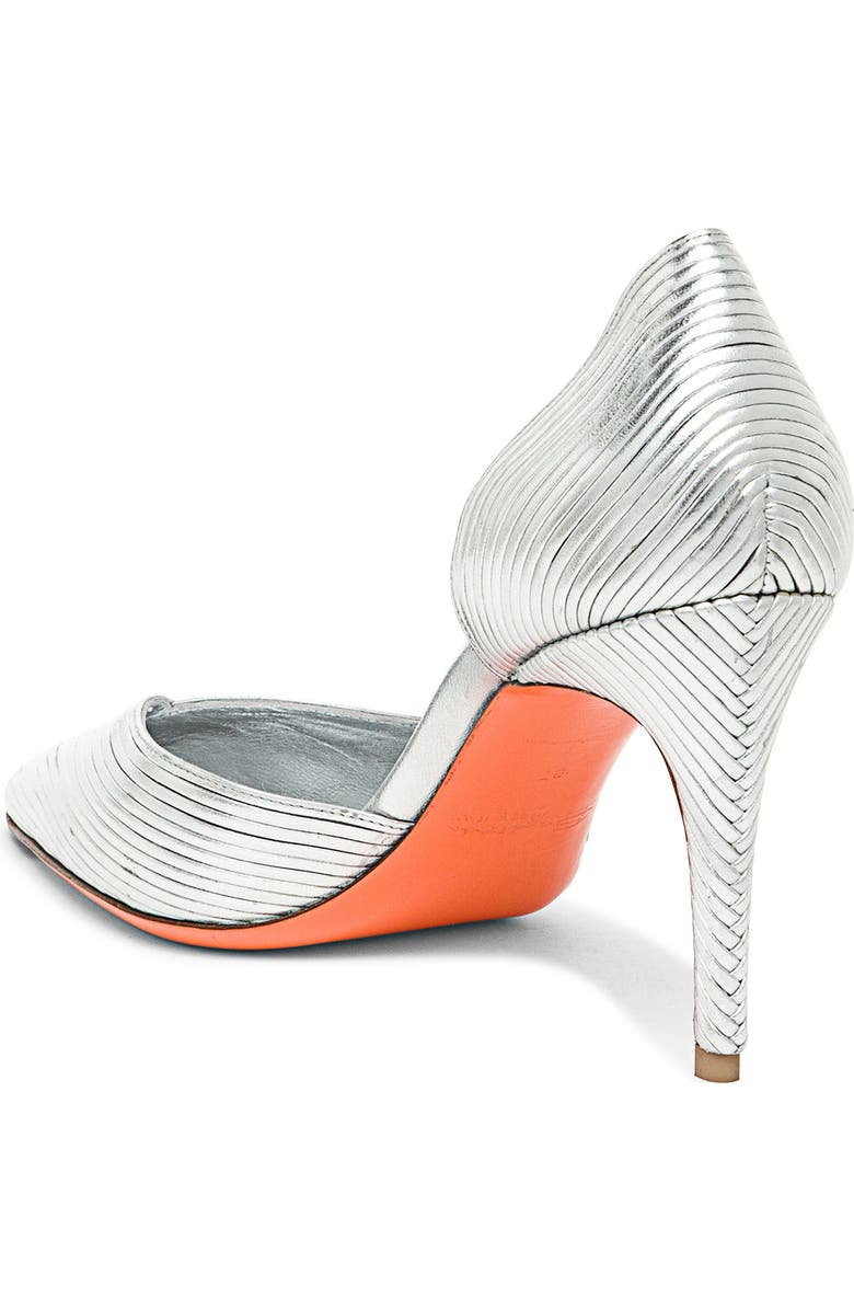 Santoni Women's leather high-heel pump, Alternate, color, Silver
