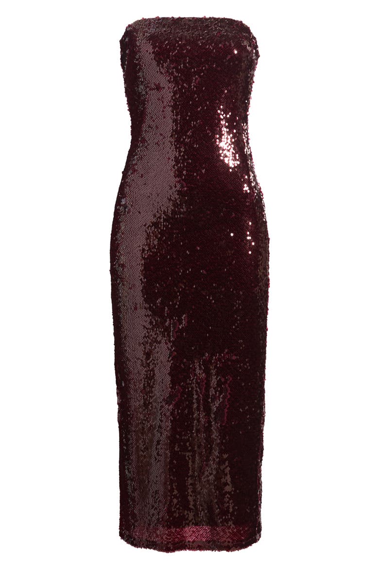 Hallie Sequin Strapless Gown, Alternate, color, CHIANTI