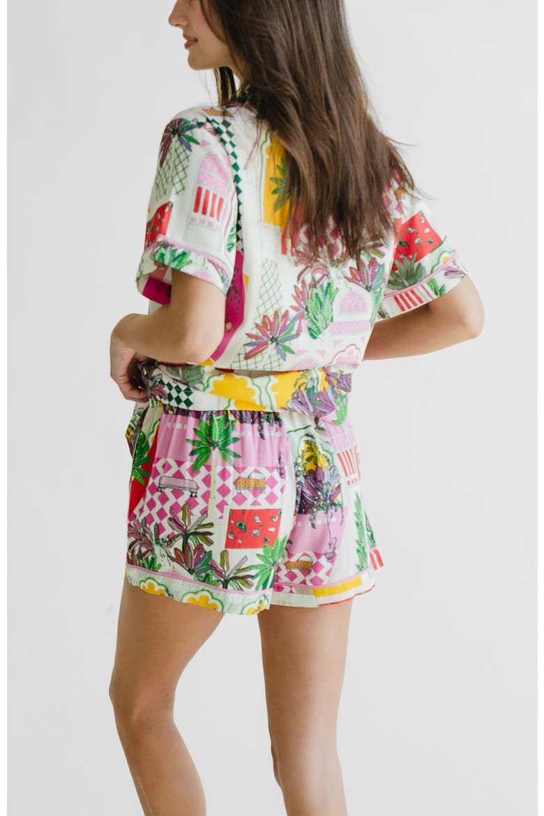Greco Garden Pajama Shorts Set, Alternate, color, Pink