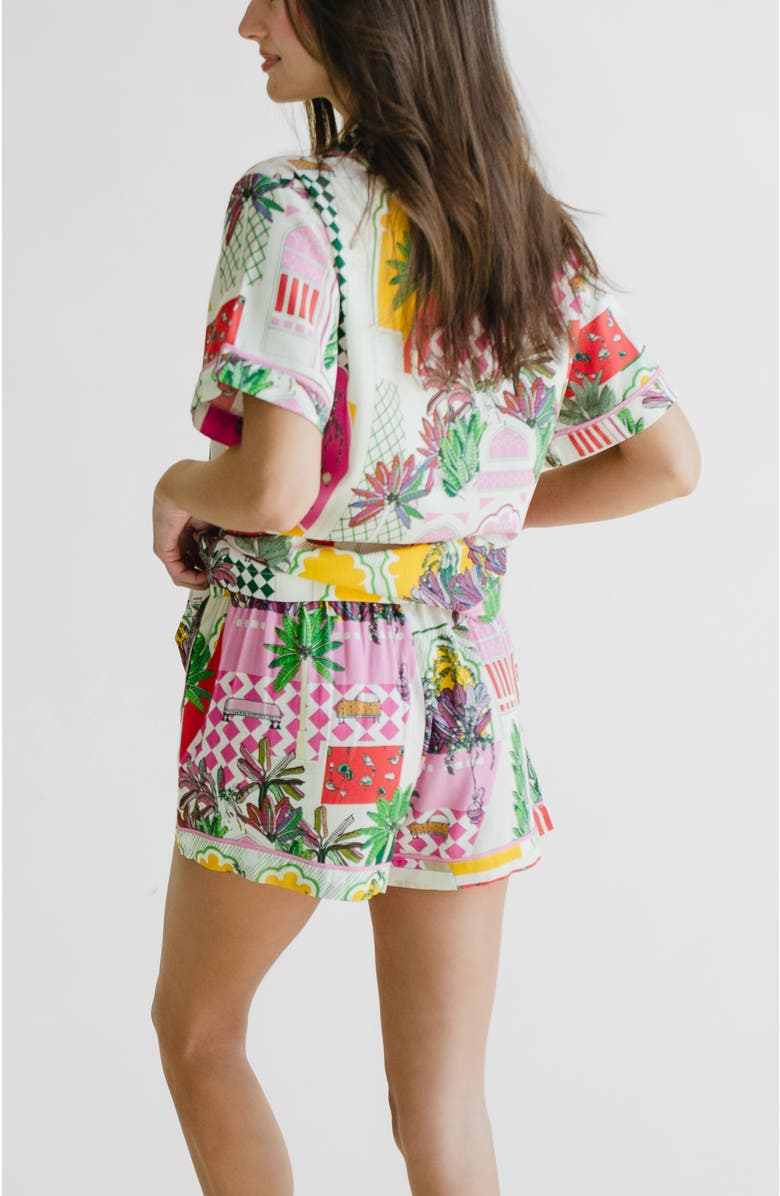 Katie Kime Greco Garden Pajama Shorts Set, Alternate, color, Pink