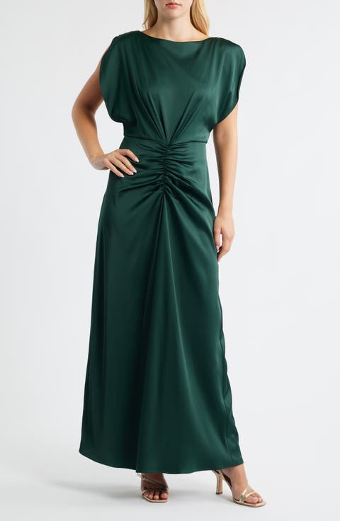 Ruched Satin Gown