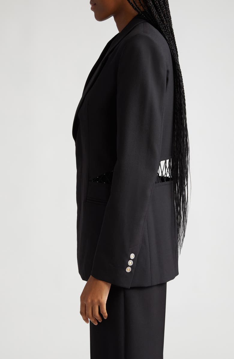 Dion Lee Lacing Detail Cutout Wool Blazer, Alternate, color, 