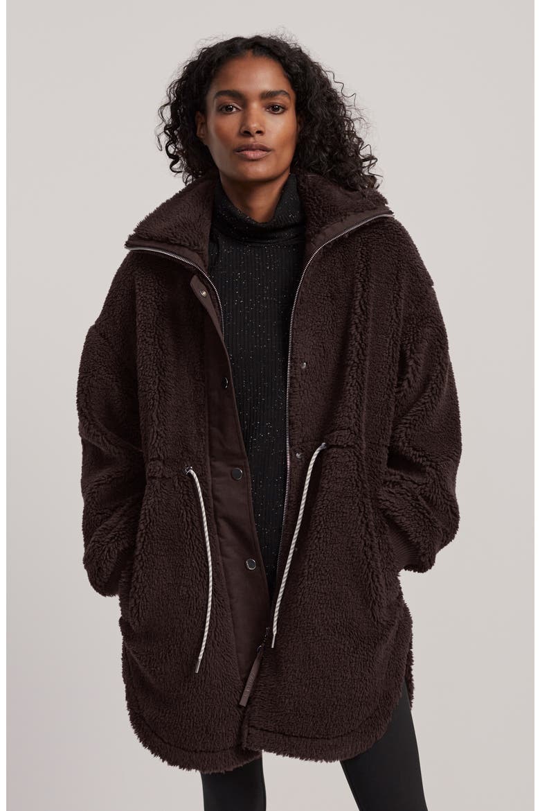 Jamie Faux Shearling Coat, Alternate, color, COFFEE BEAN