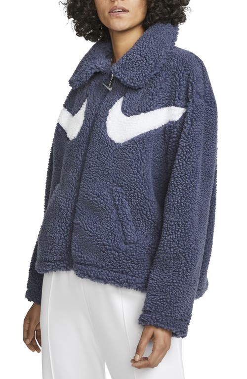 Nike Swoosh Fleece Front Zip Jacket In Blue