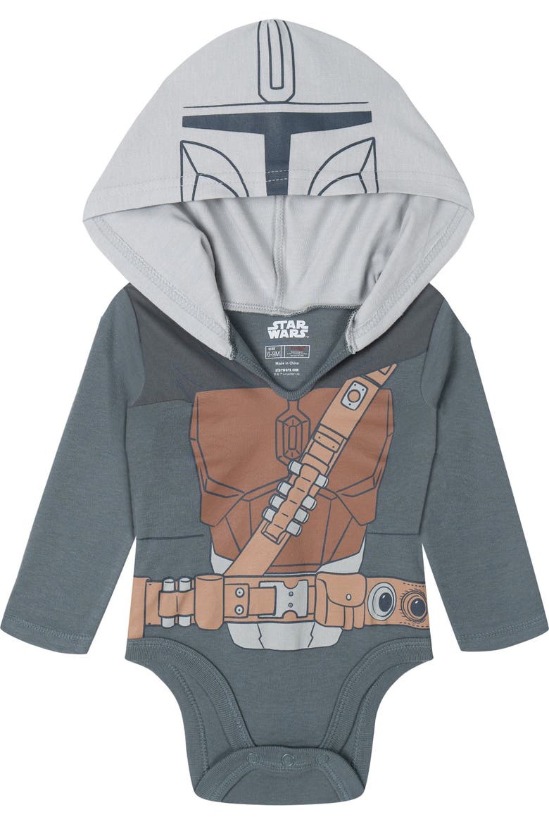 3-Pack Hooded Bodysuits, Alternate, color, Mando Grogu Multi