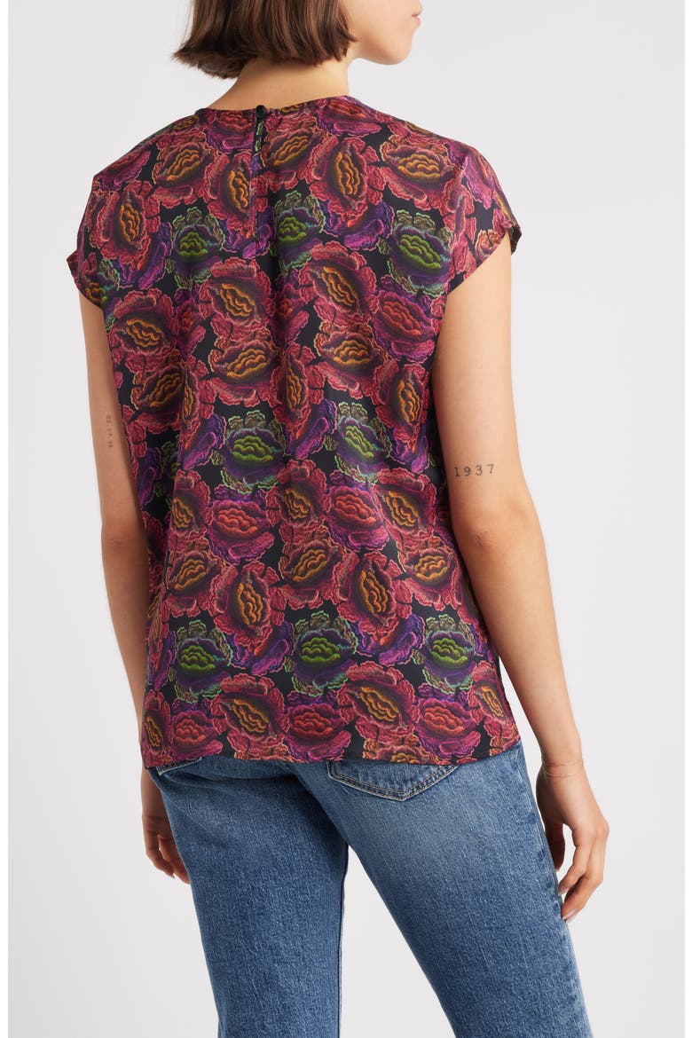 Print Cap Sleeve Shell, Alternate, color, PINK MULTI