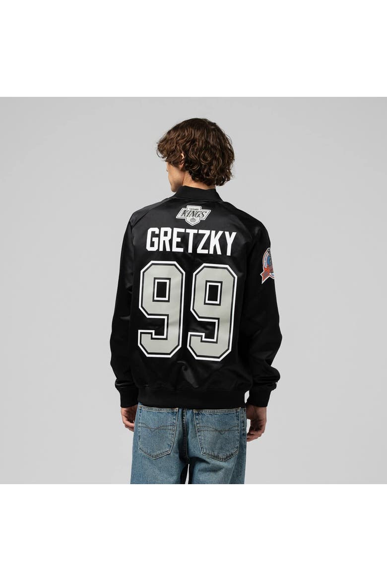 Unisex Mitchell & Ness Wayne Gretzky Black Los Angeles Kings Maxxed Out Full-Zip Satin Jacket, Alternate, color, Black