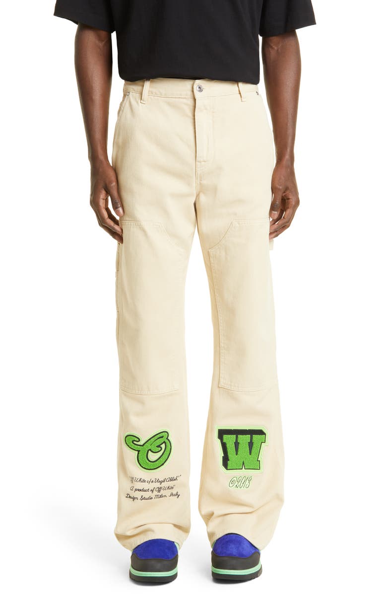 Off-White Vars Hamer Logo Patch Flare Leg Carpenter Pants, Main, color, 