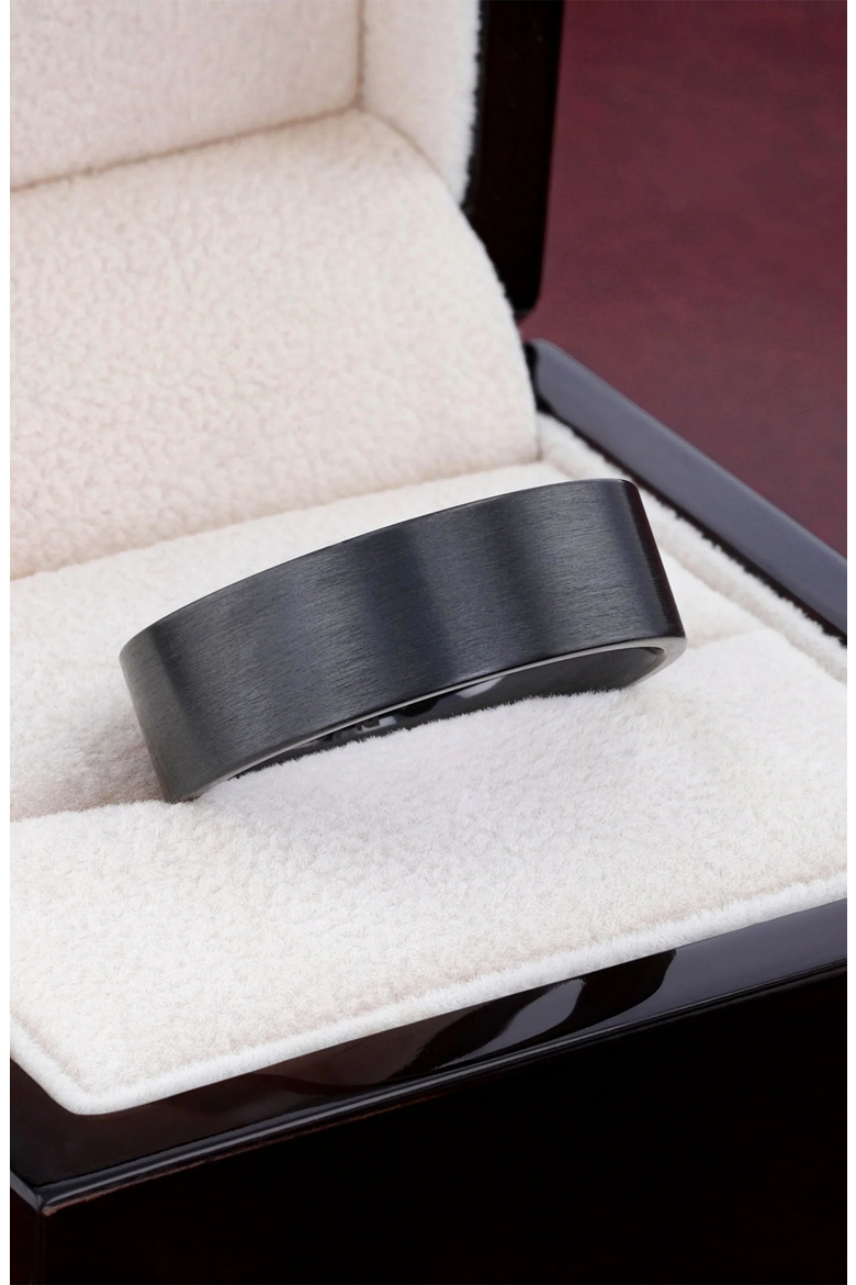 San Antonio Flat Tungsten Carbide Band With Brushed Finish, Alternate, color, Black 10mm