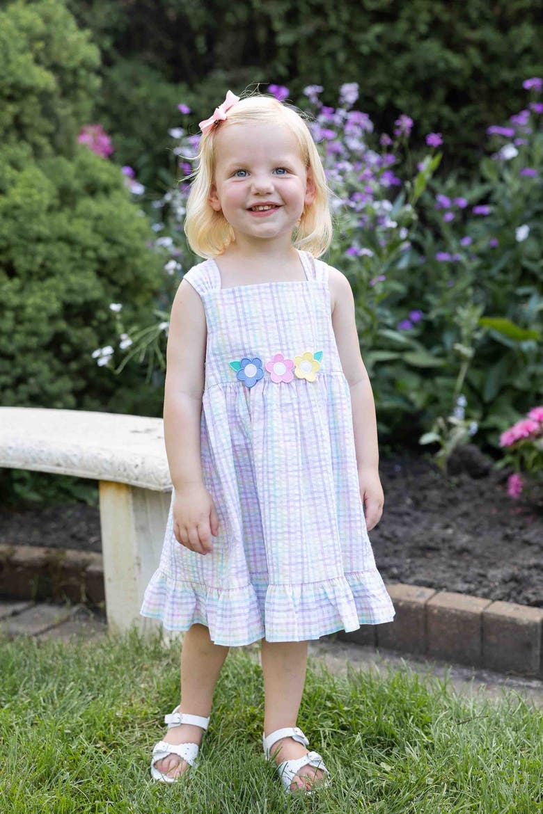 Plaid Seersucker Dress With Flowers, Alternate, color, Multi