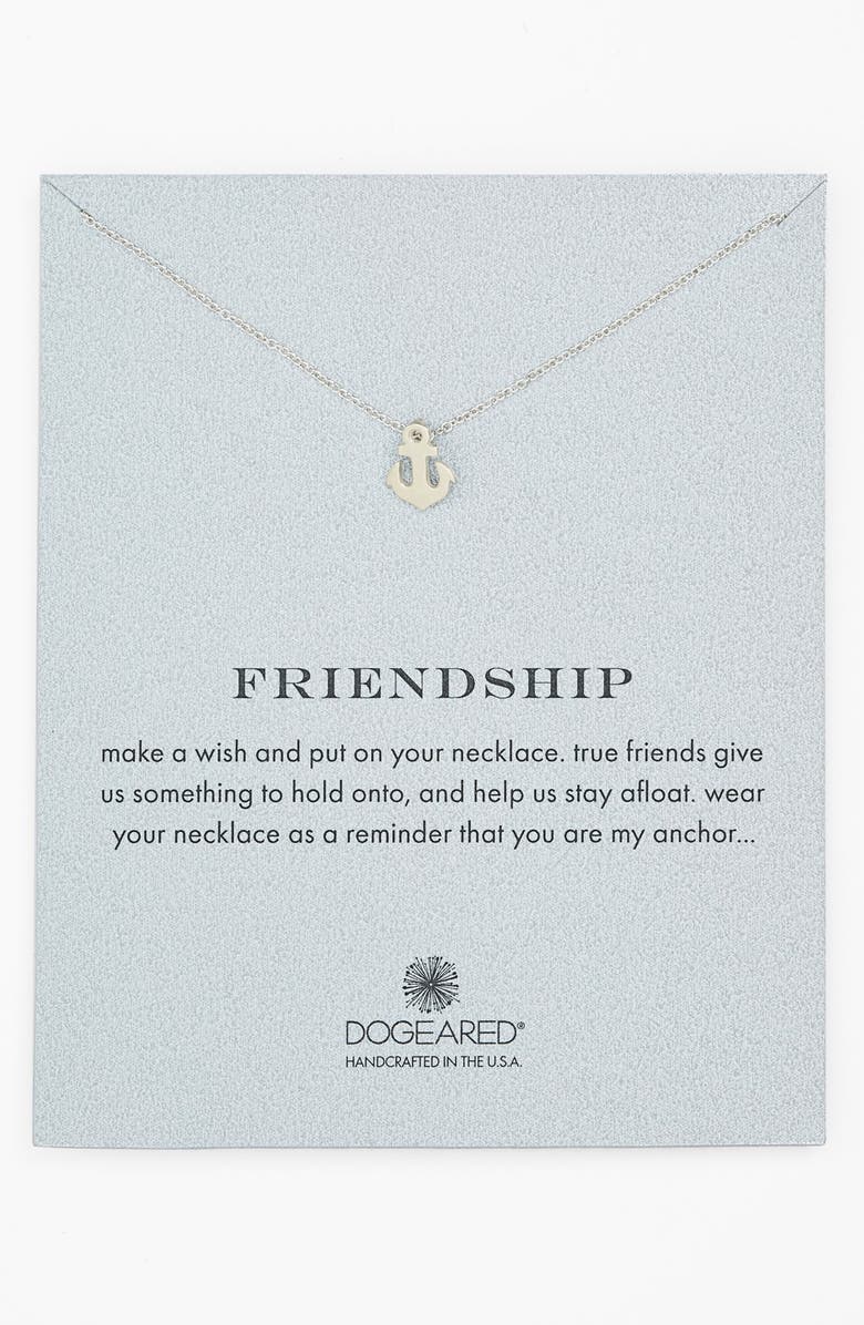 Dogeared 'Reminder - Friendship' Anchor Pendant Necklace, Main, color,