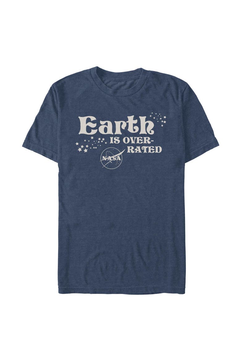 Men's NASA Earth Is Overrated Logo  Graphic T-Shirt, Main, color, Navy Blue Heather
