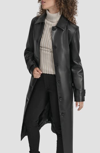 DKNY Faux Leather Trench Coat Nordstromrack