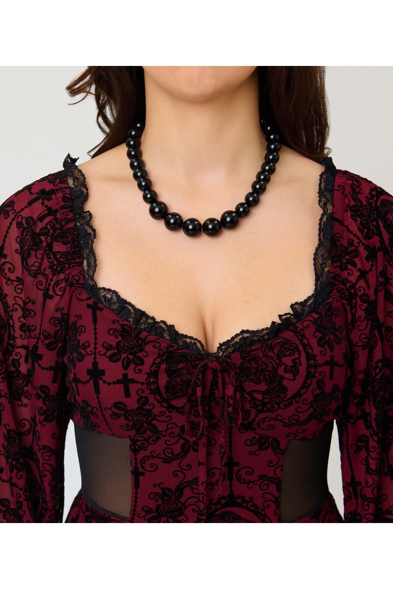 Sheer Spiderweb Godet Maxi Dress, Alternate, color, Red Swirling Floral Print