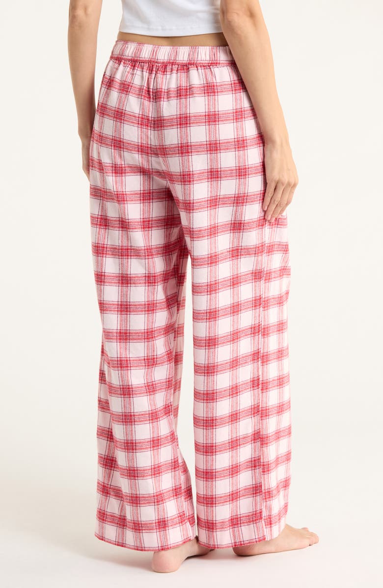 Open Edit Flannel Boxer Pajama Pants, Alternate, color, Pink- Red Gifting Plaid