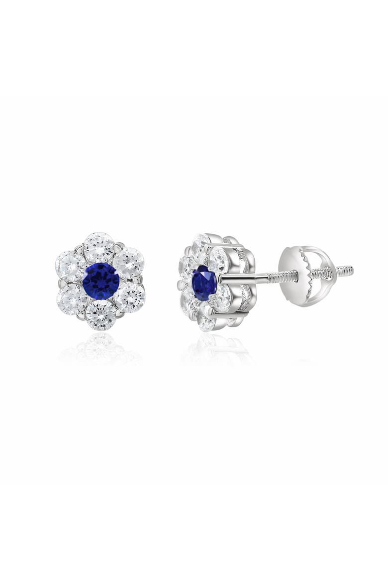 Sterling Silver Cluster Earrings, Main, color, Blue
