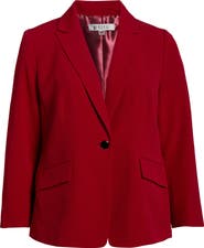 KASPER Peak Lapel One-Button Blazer
