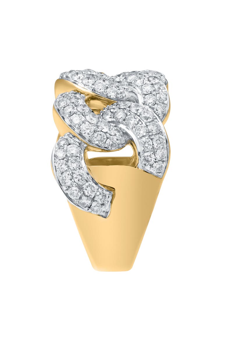 Auralink 2.35 Cts Natural Diamond Cuban Link 14K Gold Ring, Alternate, color, 14K Yellow Gold