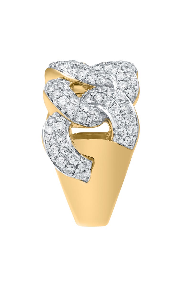 LuvMyJewelry Auralink 2.35 Cts Natural Diamond Cuban Link 14K Gold Ring, Alternate, color, 14K Yellow Gold
