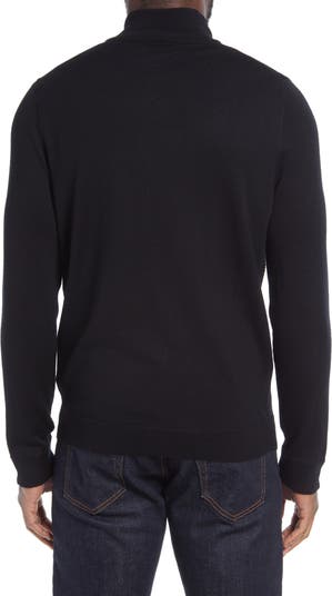 Nordstrom Men's Shop 100% Cashmere 1/4 Zip Pullover Sweater on sale Black Caviar Large