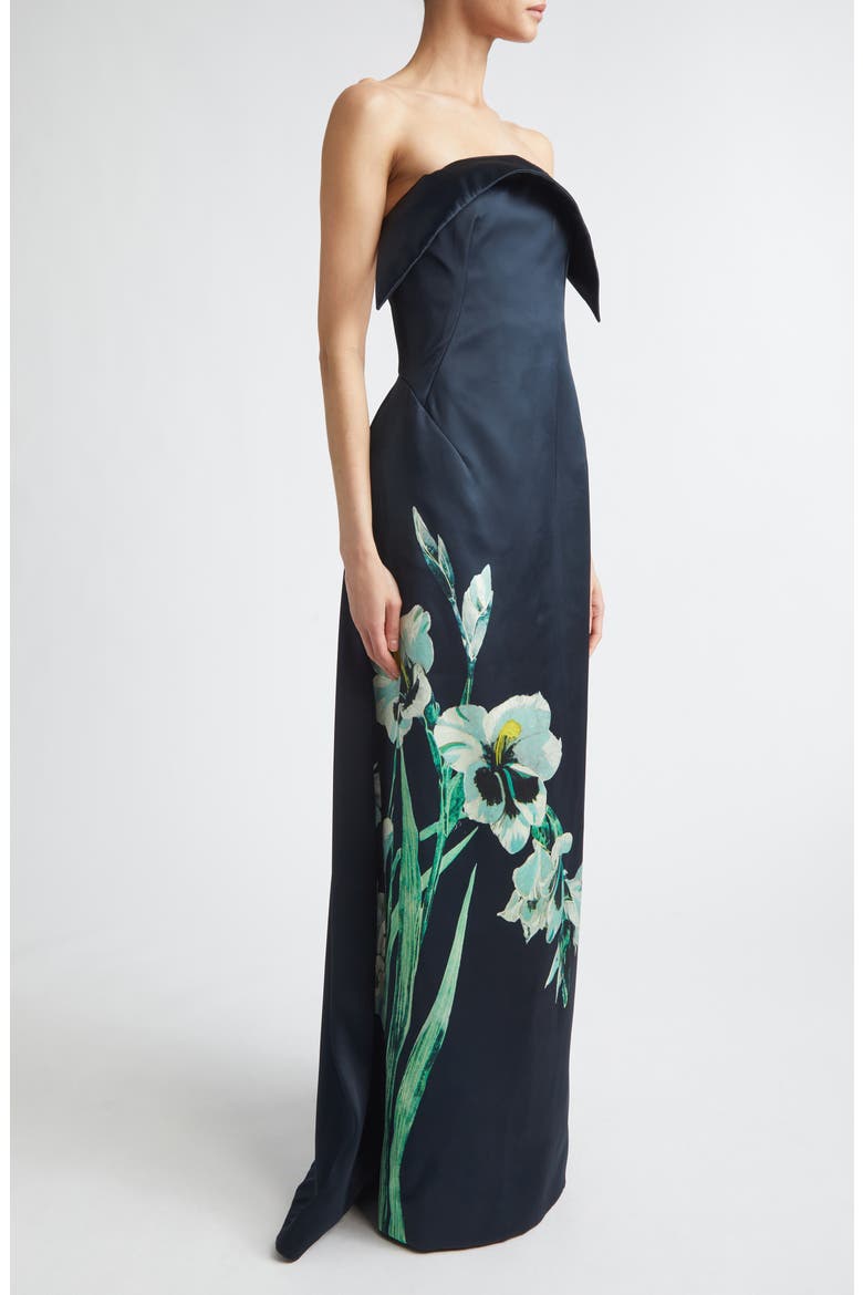 Floral Duchess Bustier Gown, Alternate, color, MIRRORED ORCHID NAVY