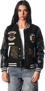 THE WILD COLLECTIVE Women's The Wild Collective Black Boston Bruins Full-Snap Varsity Jacket