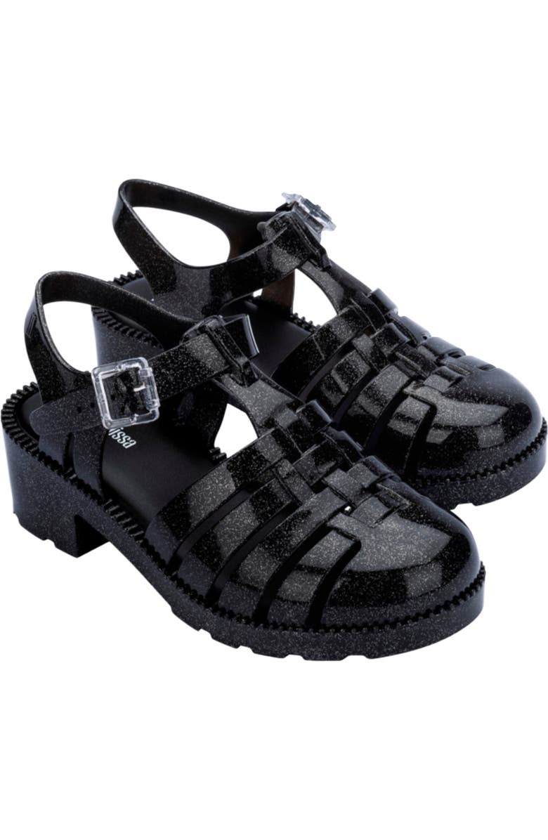 Mini Melissa Posession Jelly Fisherman Sandal, Main, color, Pearly Black
