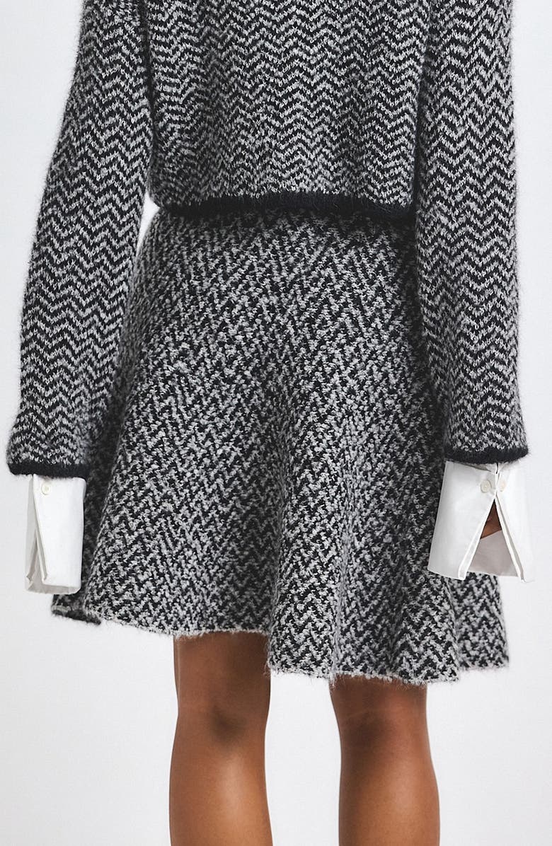 Derek Lam 10 Crosby Imogen Textured A-Line Skirt, Alternate, color, Ivory/ Black