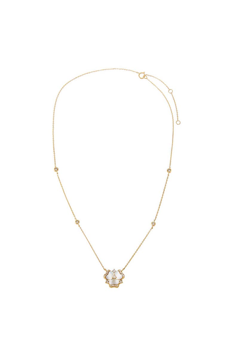 BY ADINA EDEN Diamond Pave Mother Of Pearl Flower Necklace 14K, Alternate, color,