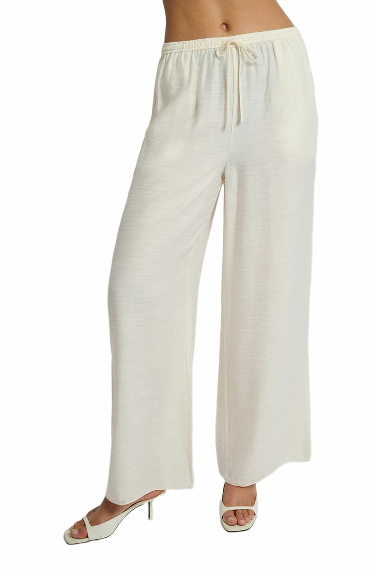 Crinkle Wide Leg Drawstring Pant, Alternate, color, EGRET