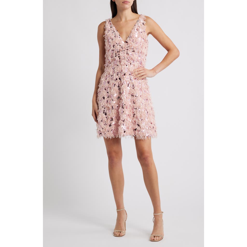 Layered With Love Sequin Feather Sleeveless Dress In Purple