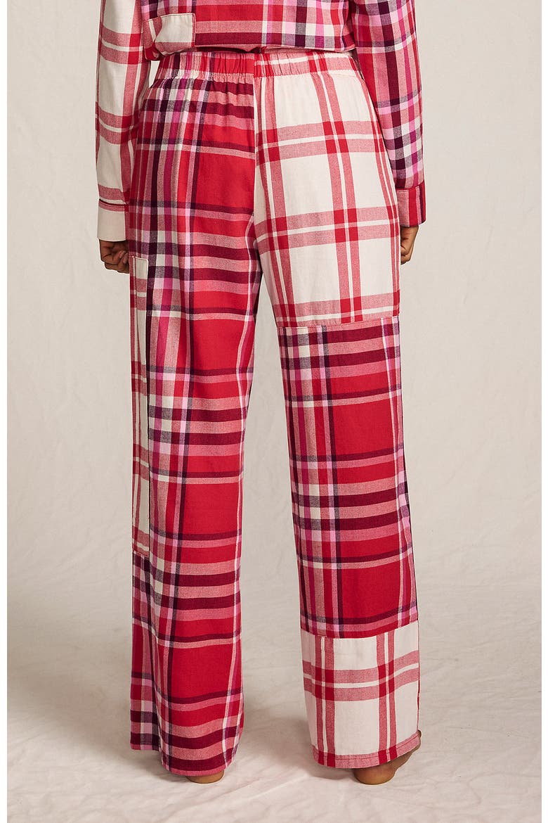 Print Flannel Pajama Pants, Alternate, color, Compass Red Patchwork Plaid