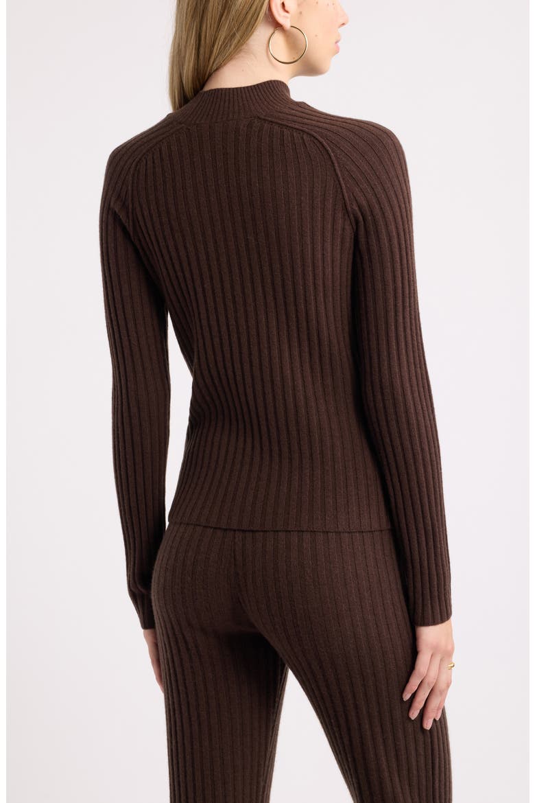 Cashmere Mock Neck Sweater, Alternate, color, BROWN CHICORY