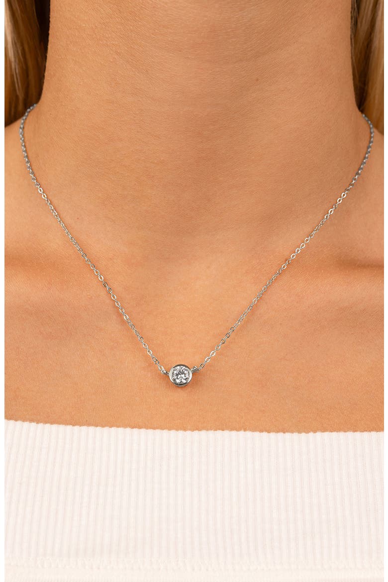 Round Cubic Zirconia Pendant Necklace, Alternate, color, SILVER