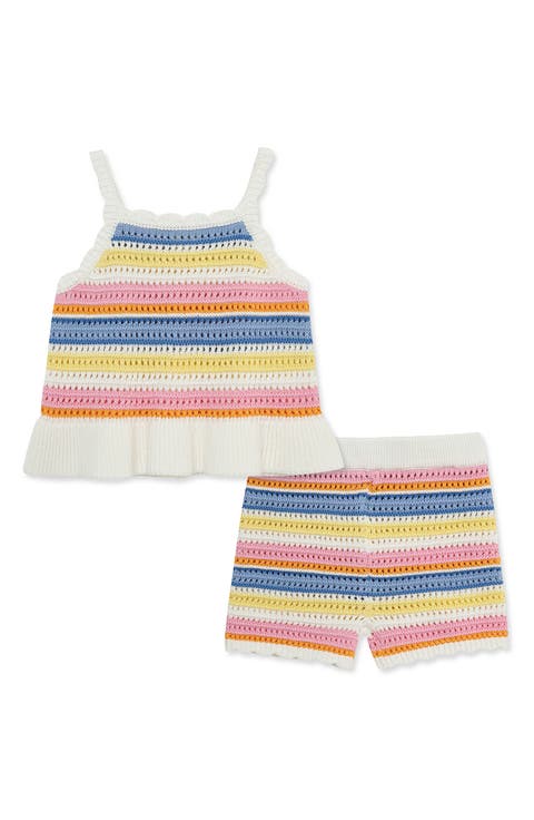 Kids' Striped Pointelle Knit Top & Shorts Set (Baby)