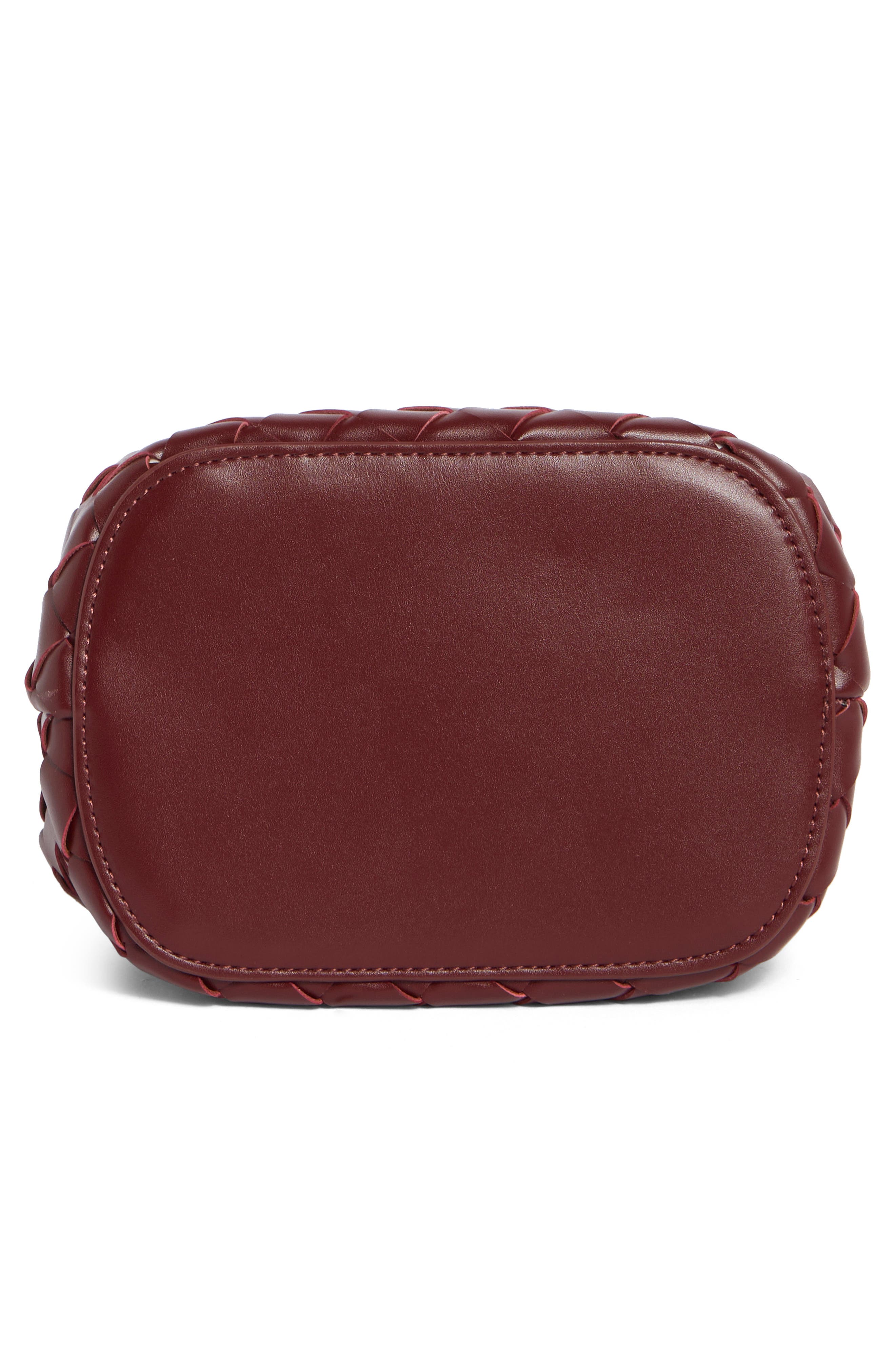 Yara Woven Faux Leather Bucket Bag, Alternate, color, BURGUNDY