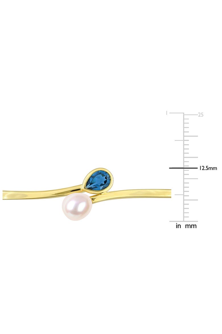 Cultured Freshwater Pearl and Gemstone Bypass Bangle, Alternate, color, BLUE
