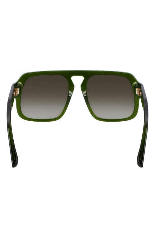 Victoria Beckham Chain Core Wire 53mm Gradient Modified Rectangular Sunglasses In Green