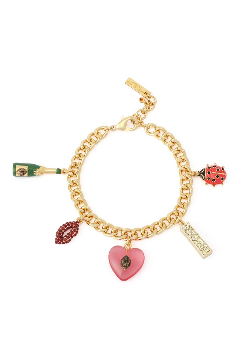 Playful Curb Chain Charm Bracelet, Main, color, GOLD/ MULTI
