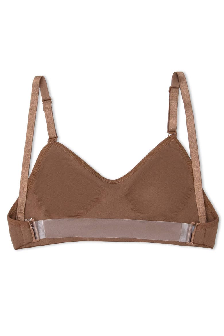 Seamless Clear Back Bra, Alternate, color, dark brown