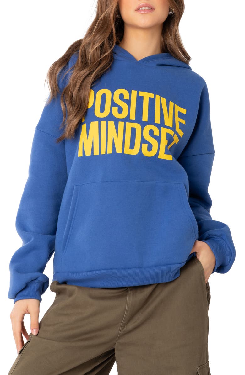 EDIKTED Stay Positive Oversize Graphic Hoodie, Main, color,