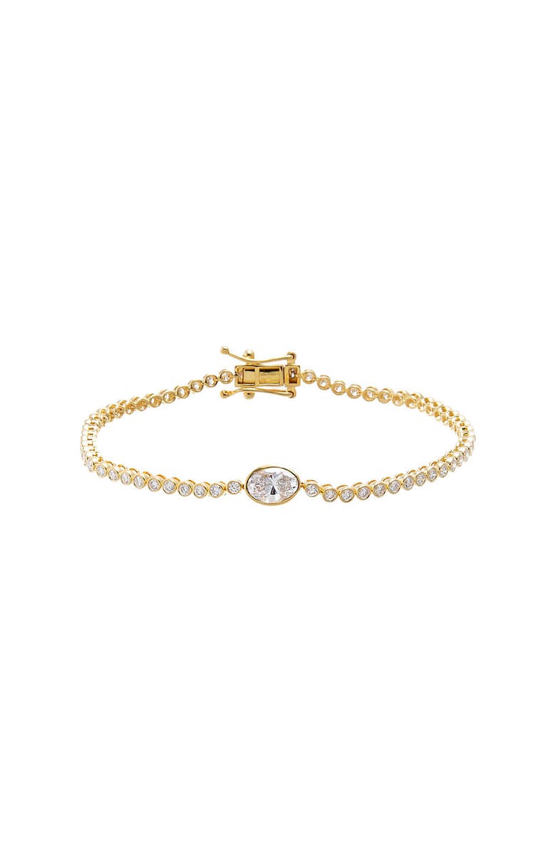 BY ADINA EDEN Lab Grown Diamond Bezel Oval Accent Tennis Bracelet, Main, color, Gold