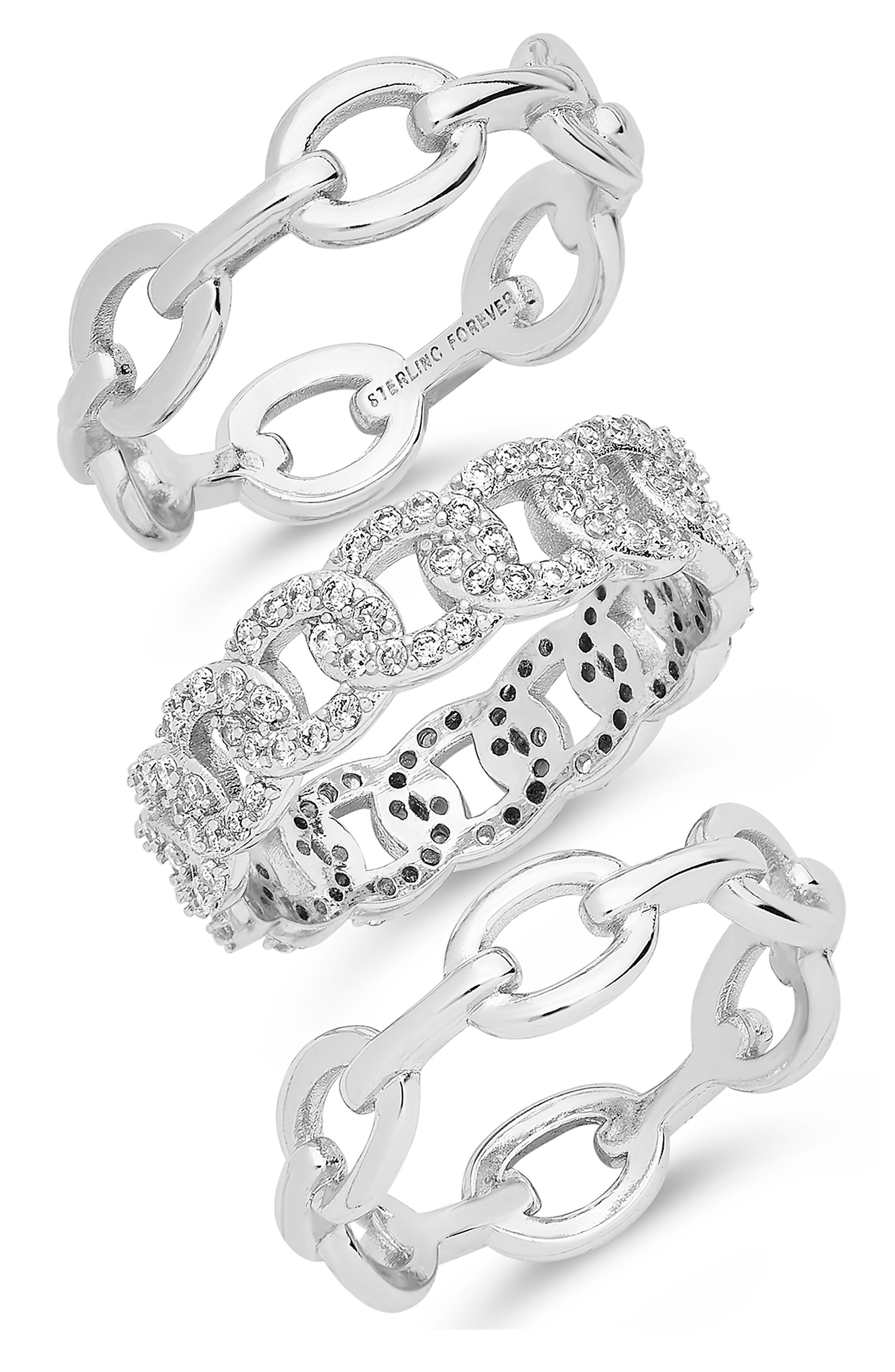 Sterling Forever Set of 3 Stacking Rings (Women) | Nordstrom