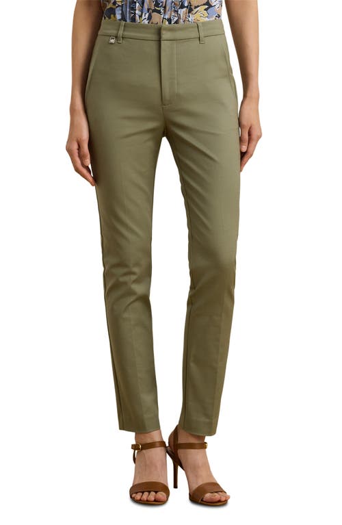 Shop Ralph Lauren Lauren  Double Faced Stretch Cotton Pants In Sage Green