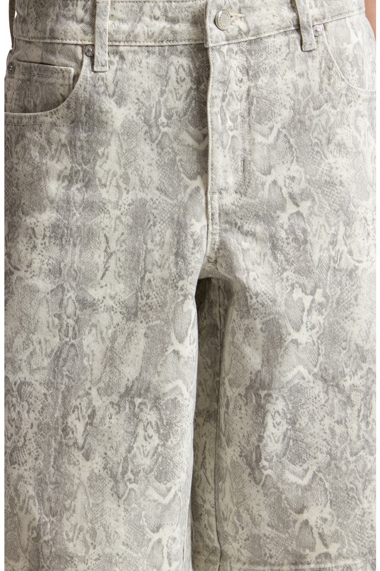 Faux Snakeskin Long Board Shorts, Alternate, color, ECRU PYTHON