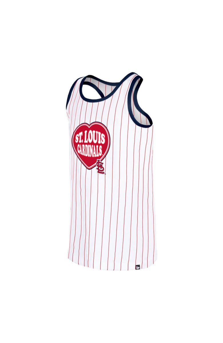 New Era Girls Youth New Era White St. Louis Cardinals Pinstripe Tank Top, Alternate, color, 