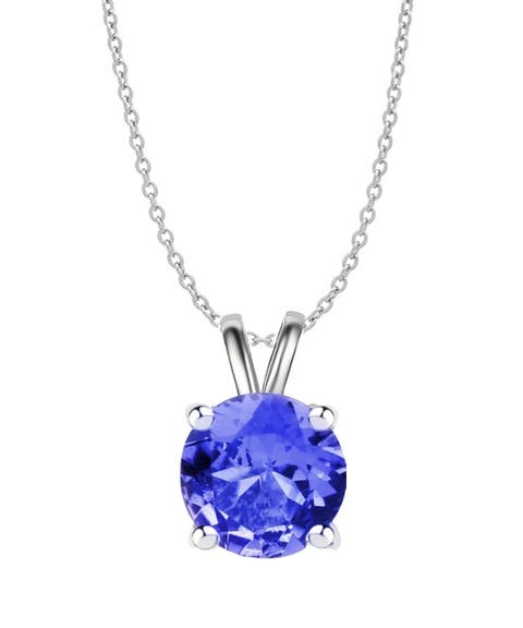 Sterling Silver Created Tanzanite Necklace