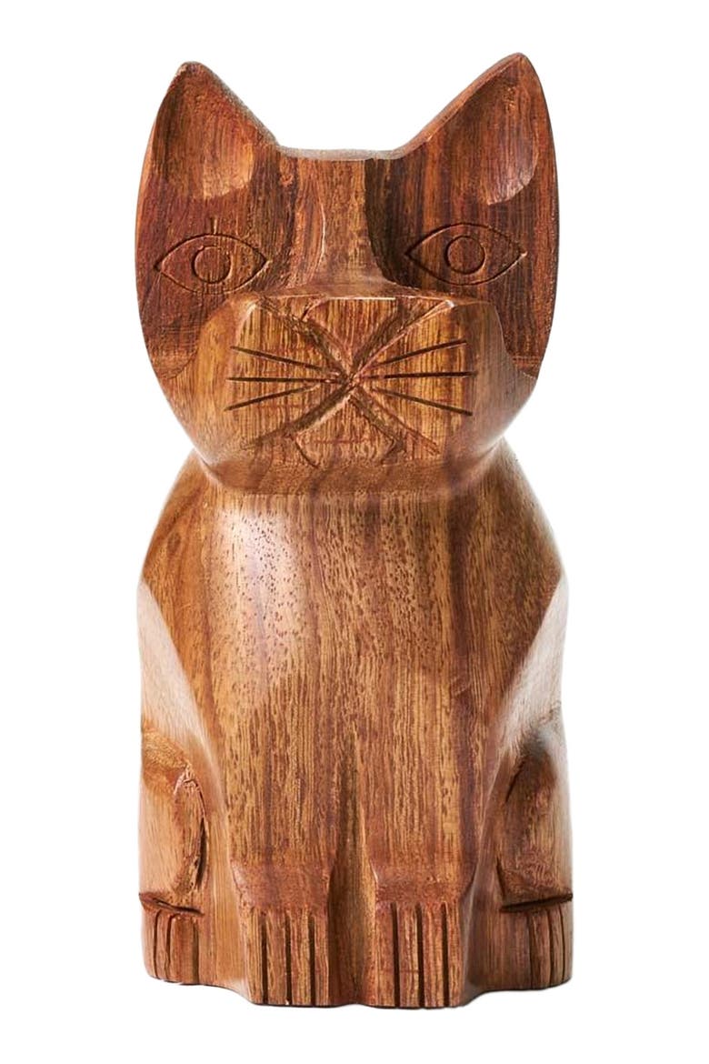 Cat Eyeglass Holder Stand, Main, color, Brown
